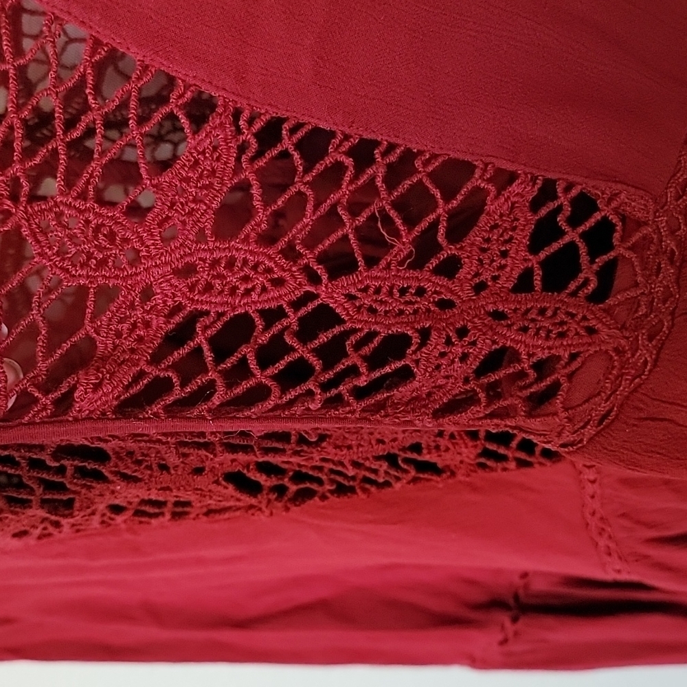AEO Cutwork XL Cranberry Lace Front Back Detail Boho Dress - Picture 10 of 12